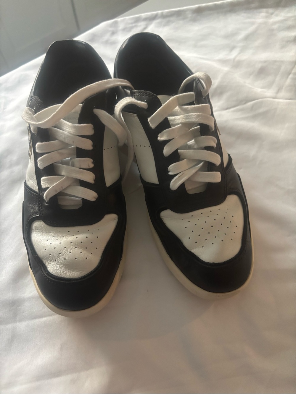 Tory Burch Black and White Leather Athletic Sneakers